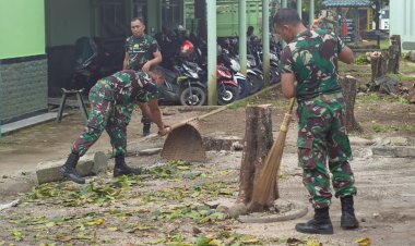 Prajurit Kodim Banyumas Melaksanakan Pembersihan Pangkalan