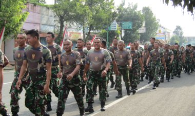 Jaga Fisik, Prajurit dan PNS Kodim Purbalingga Laksanakan Lari Jalan