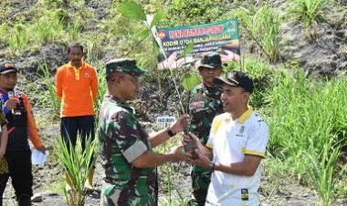 Kodim 0704 Banjarnegara Tanam Pohon Perkuatan Area Terdampak Tanah Gerak