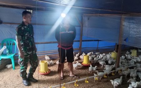 Babinsa Komsos Dengan Pemilik Peternakan Ayam Potong