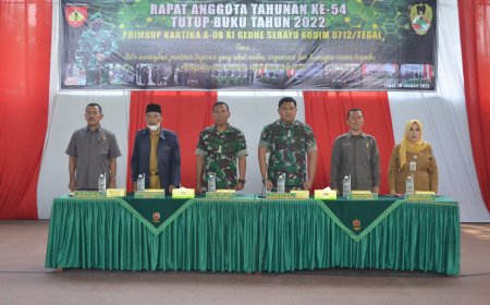 Kodim 0712 Tegal Gelar Rapat Anggota Tahunan Primkop Kartika A.08 Tutup Buku Tahun Anggaran 2022