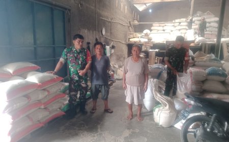 Babinsa Monitoring Ketersediaan Stok Beras Di Penggilingan Padi dan Mitra Bulog