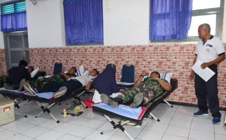 Kodim 0712 Tegal Ikut Serta Donor Darah HUT POMAL Ke-77 Tahun 2023