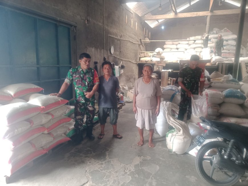 Babinsa Monitoring Ketersediaan Stok Beras Di Penggilingan Padi dan Mitra Bulog