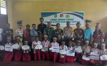 Lomba Cerdas Cermat Tingkat SD Se-Unurum Guay Koramil Gandeng Distrik Dan Polsek