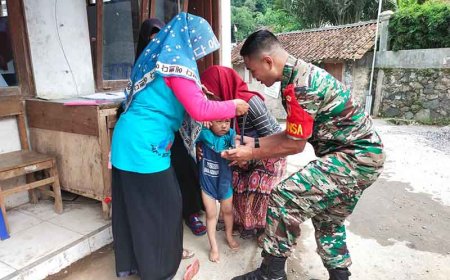 Pantau Tumbuh Kembang Anak Babinsa Dampingi Kegiatan Posyandu