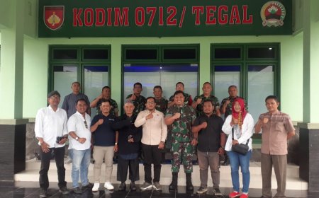 Dalam Rangka Hari Pers Nasional Ke 77, Dandim 0712 Tegal Menerima Kunjungan Pengurus Persatuan Wartawan Indonesia (PWI) Kota Tegal