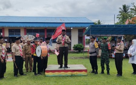Babinsa Hadiri Upacara HUT Baden Powell Sekaligus Pelatihan Pembina Pramuka