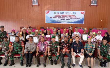 Puluhan Pelajar SD Ikuti Lomba Cerdas Cermat Yang Digelar Oleh Koramil Sentani