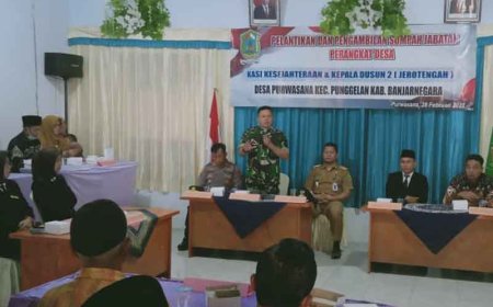 Danramil Hadiri Pelantikan Perangkat Desa Purwasana