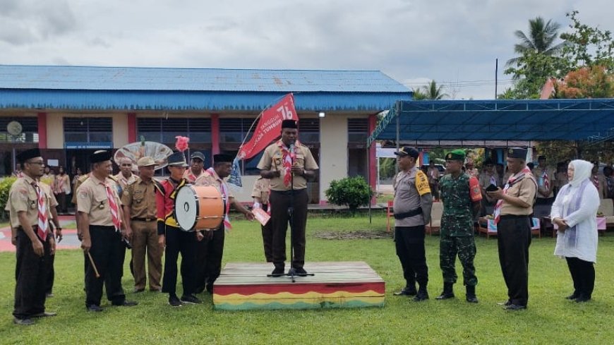 Babinsa Hadiri Upacara HUT Baden Powell Sekaligus Pelatihan Pembina Pramuka