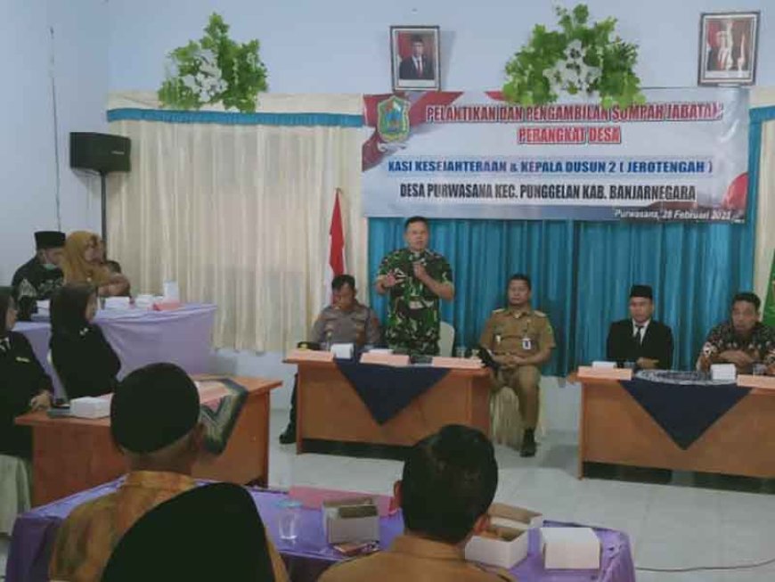 Danramil Hadiri Pelantikan Perangkat Desa Purwasana