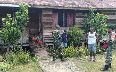 Babinsa Senggi Jalin Komsos Dengan Warga Perbatasan RI PNG