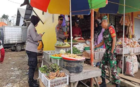 Tinjau Pasar Babinsa Cek Harga Sembako