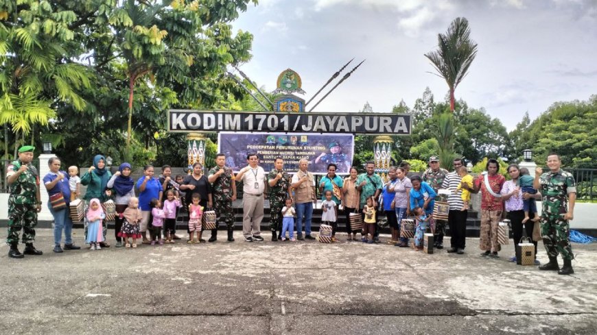 Upaya Turunkan Angka Stunting Kodim Jayapura Bagikan Nutrisi Tambahan Bantuan KSAD
