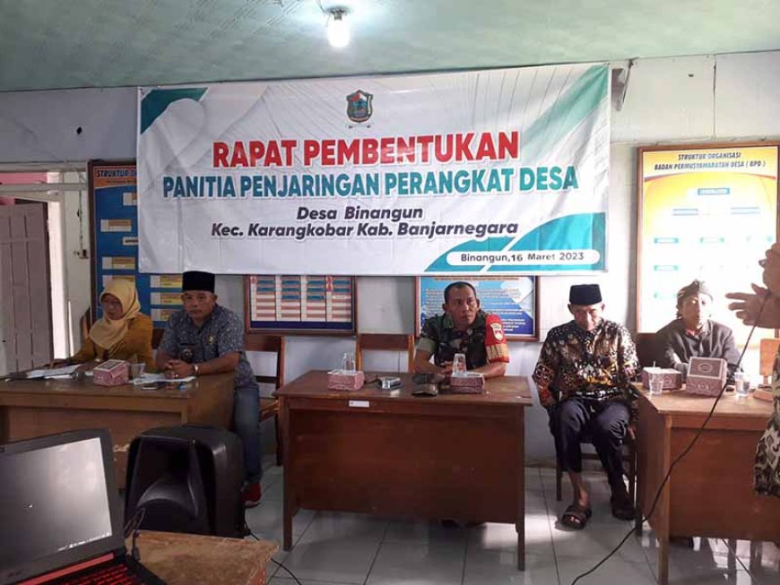 Babinsa Hadiri Sosialisasi Pembentukan Panitia Penjaringan Perangkat Desa Binangun