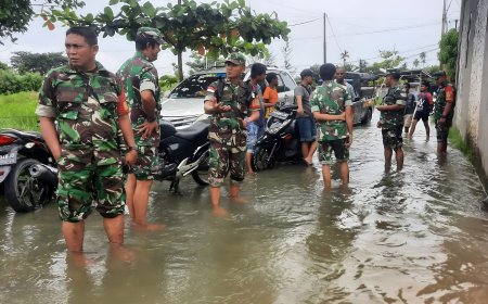 Tanggap Bencana Banjir Kodim Jayapura Terjunkan Babinsa Pantau Situasi