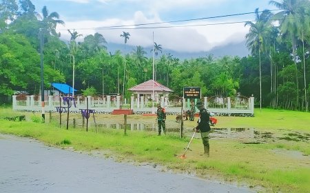 Karya Bakti Koramil Sentani Sambut Hari Kembalinya Papua Barat Ke Pangkuan NKRI