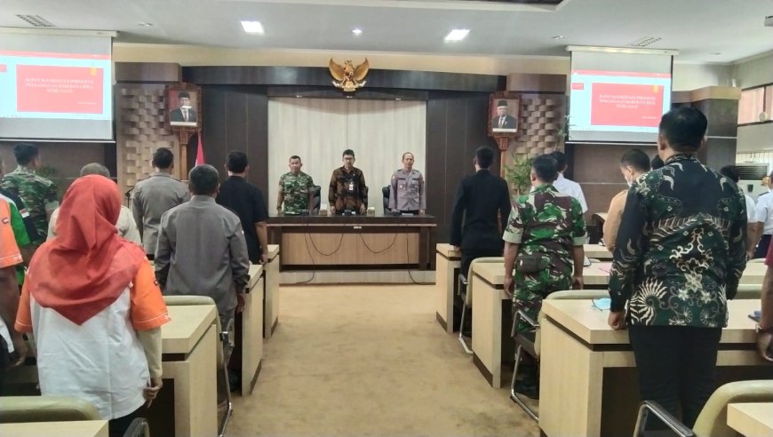 Wakili Dandim Tegal, Perwira Sandi Kodim Tegal Hadiri Rakor Persiapan Pengamanan Hari Raya Idul Fitri 1444 H Kabupaten Tegal