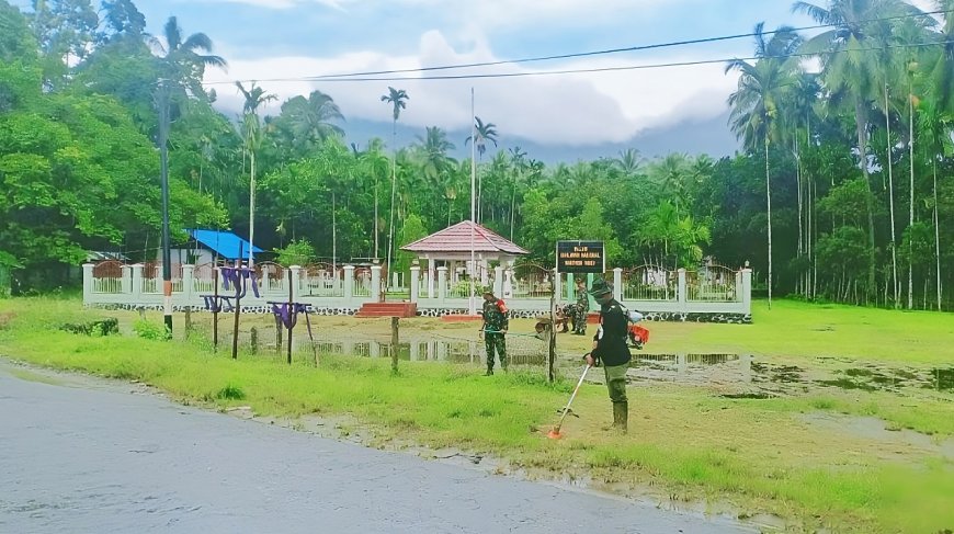 Karya Bakti Koramil Sentani Sambut Hari Kembalinya Papua Barat Ke Pangkuan NKRI
