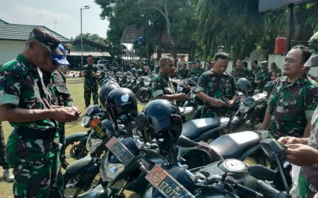 Menekan Angka Pelanggaran dan Kecelakaan, Staf Logistik Kodam IV Diponegoro Lakukan Pengecekan Kendaraan Dinas Kodim Tegal