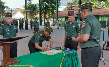 Dandim Tegal Pimpin Upacara Laporan Korps Serah Terima Jabatan Perwira