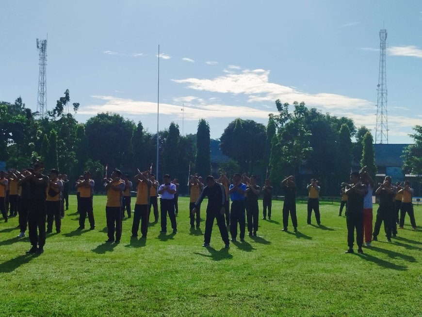 Danramil Pagerbarang Hadiri Apel Dan Olahraga Bersama Dalam Sinergitas TNI-Polri Di Wilayah Tegal 2023