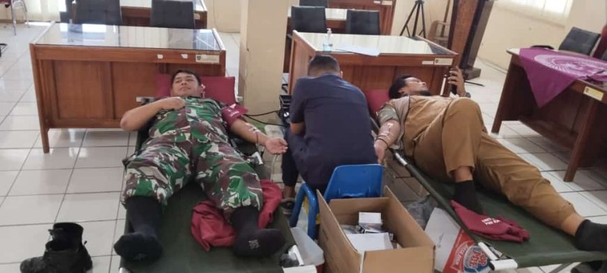 Hari Jadi Kabupaten Tegal Ke-422, Babinsa Jatinegara Bersamam Forkopimcam Ikuti Bakti Sosial Donor Darah