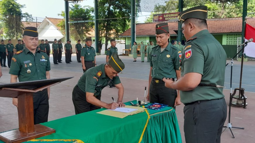 Dandim Tegal Pimpin Upacara Laporan Korps Serah Terima Jabatan Perwira