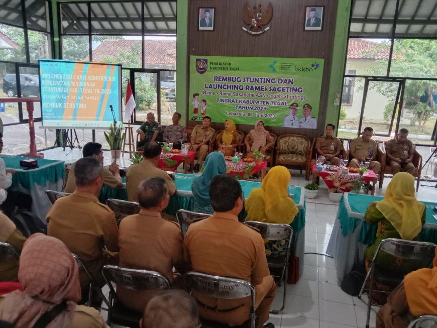 Rembuk Stunting dan Launcing Rames Saceting, Danramil Lebaksiu Kodim 0712 Tegal Hadiri Rakor Stunting