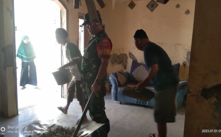 Babinsa Kodim Tegal Tinjau Rumah Warga Terdampak Gempa Bumi