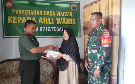 Satu Orang Ahli Waris Anggota TNI AD Terima Dana Watzah dari Kodim 0712 Tegal