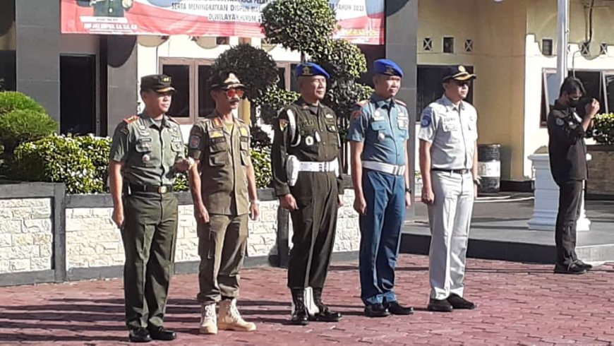Dandim Tegal Ikuti Apel Gelar Pasukan Patuh Candi 2023 Tingkat Polres Tegal Kota