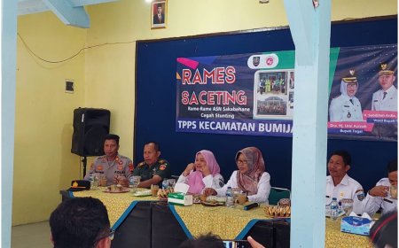 Danramil Bumijawa Dampingi Bupati Tegal memberikan Bantuan Rames Seceting Stunting
