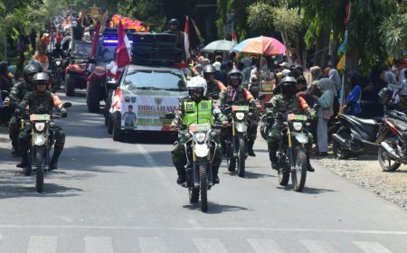 Kodim Tegal Ikuti Karnaval HUT Kemerdekaan Republik Indonesia Ke-78 Tahun 2023