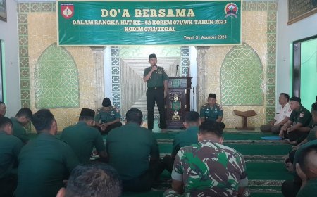 Doa Bersama Dalam Rangka HUT Korem 071 Wijayakusuma ke - 62 Tahun 2023