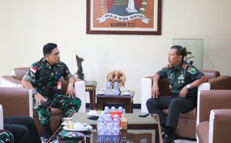 Danrem 172 PWY Terima Kunjungan Danlanud Silas Papare