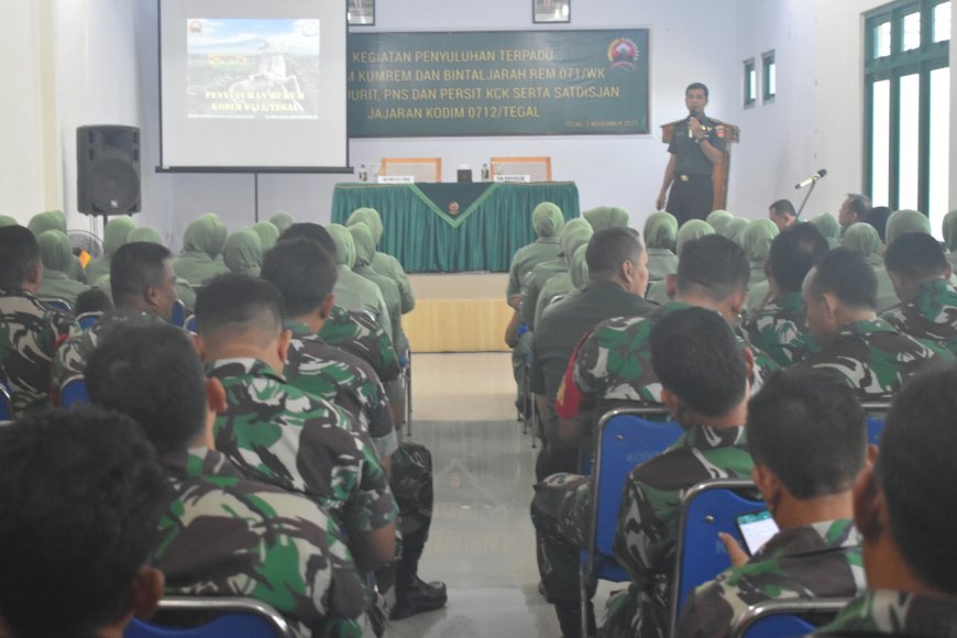 Kodim 0712 Tegal Terima Penyuluhan Terpadu Hukum Dan Bintal Dari Tim Kumrem 071 Wijayakusuma