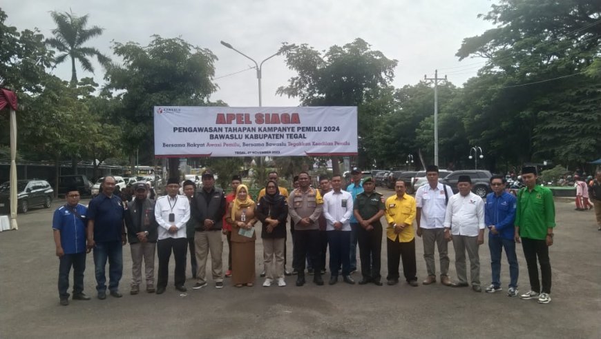 Wakili Dandim, Pabung Kodim 0712 Tegal Hadiri Apel Siaga Pengawasan Tahapan Kampanye Pemilu 2024