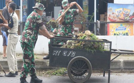 Mitigasi Bencana Kodim 0704 Banjarnegara Gencar Penanaman Pohon dan Pembersihan Pasar