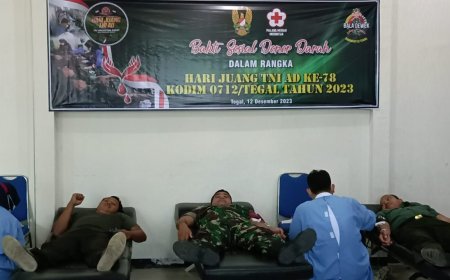 Peringati Hari Juang Kartika, Kodim 0712 Tegal Gelar Donor Darah