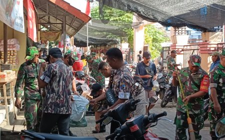 Peringati Hari Juang TNI AD 2023, Kodim 0712 Tegal Bersih – Berih Pasar Pepedan