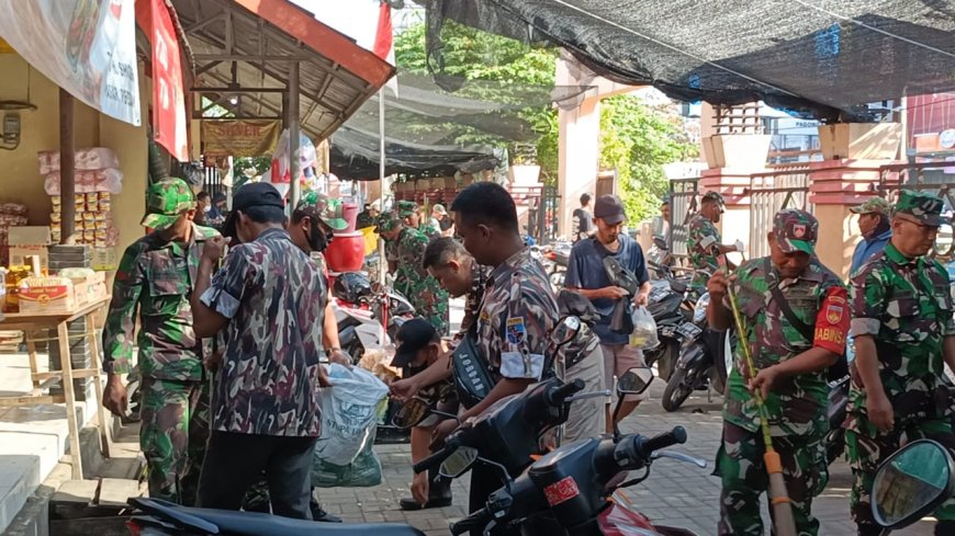 Peringati Hari Juang TNI AD 2023, Kodim 0712 Tegal Bersih – Berih Pasar Pepedan