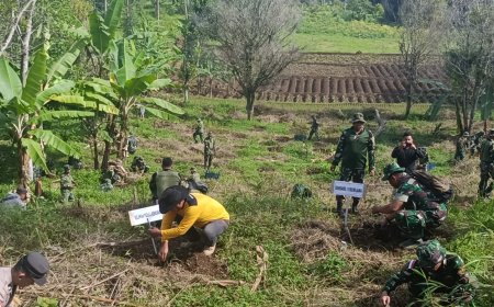 Lestarikan Alam, Jajaran TNI Kodim 0712 Tegal Korem 071 Wijayakusuma Dan Forkopimcam Tanam Ratusan Pohon dan Pemberian Sembako