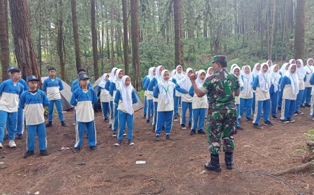 Danramil Bumijawa Berikan Latihan Dasar Kepemimpinan Kepada Siswa MTs Aswaja