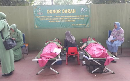 Jelang HUT Persit Kartika Chandra Kirana, Persit Kodim Tegal Gelar Donor Darah
