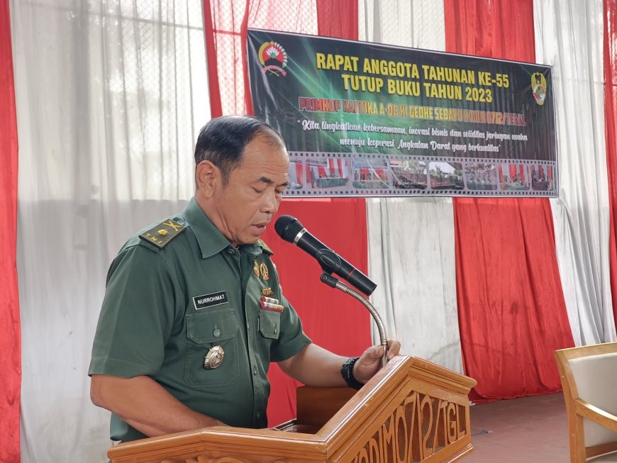 Kodim 0712 Tegal Gelar Rapat Anggota Tahunan Ke-55 Tutup Buku Tahun 2023 Primkop Kartika A-08 Ki Gede Sebayu