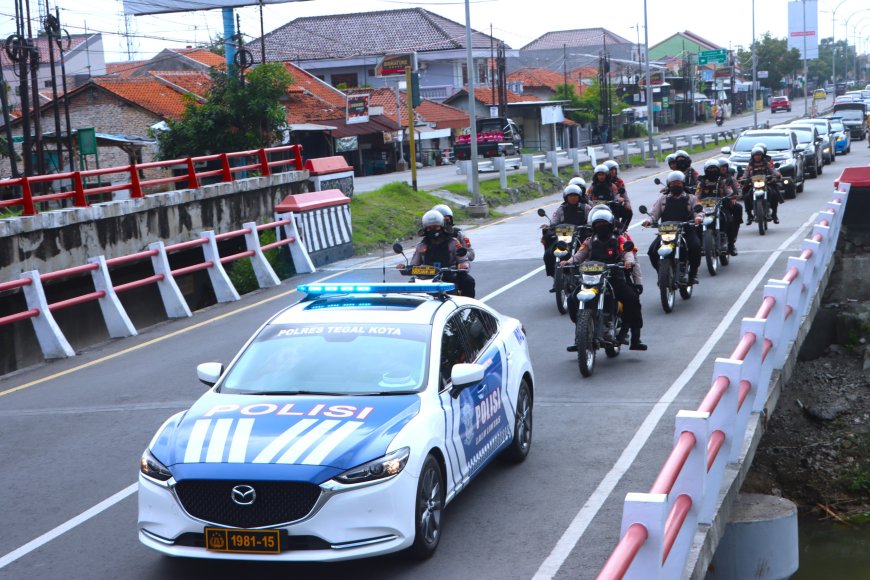 Jaga Kondusifitas Pasca Pemungutan Suara, Polres Tegal Kota Gelar Patroli Gabungan TNI-Polri Skala Besar