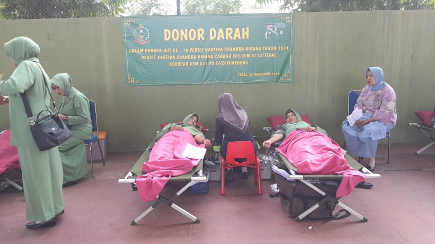 Jelang HUT Persit Kartika Chandra Kirana, Persit Kodim Tegal Gelar Donor Darah