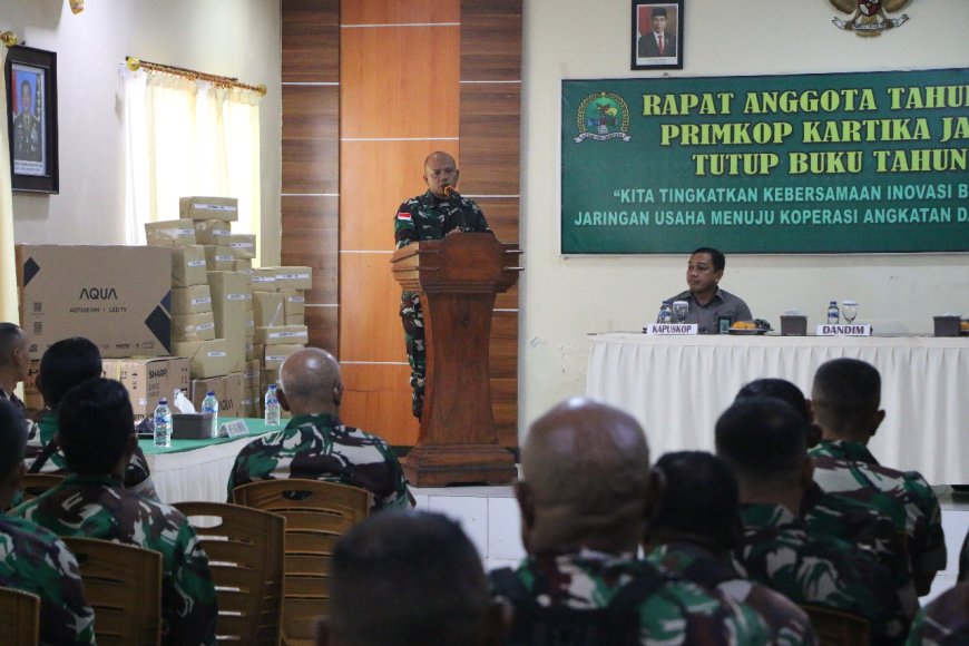 Buka RAT Primer Koperasi Kartika Jayapura, Dandim Jayapura Ajak Anggotanya Berkoperasi Yang Baik Demi Kesejahteraan Bersama